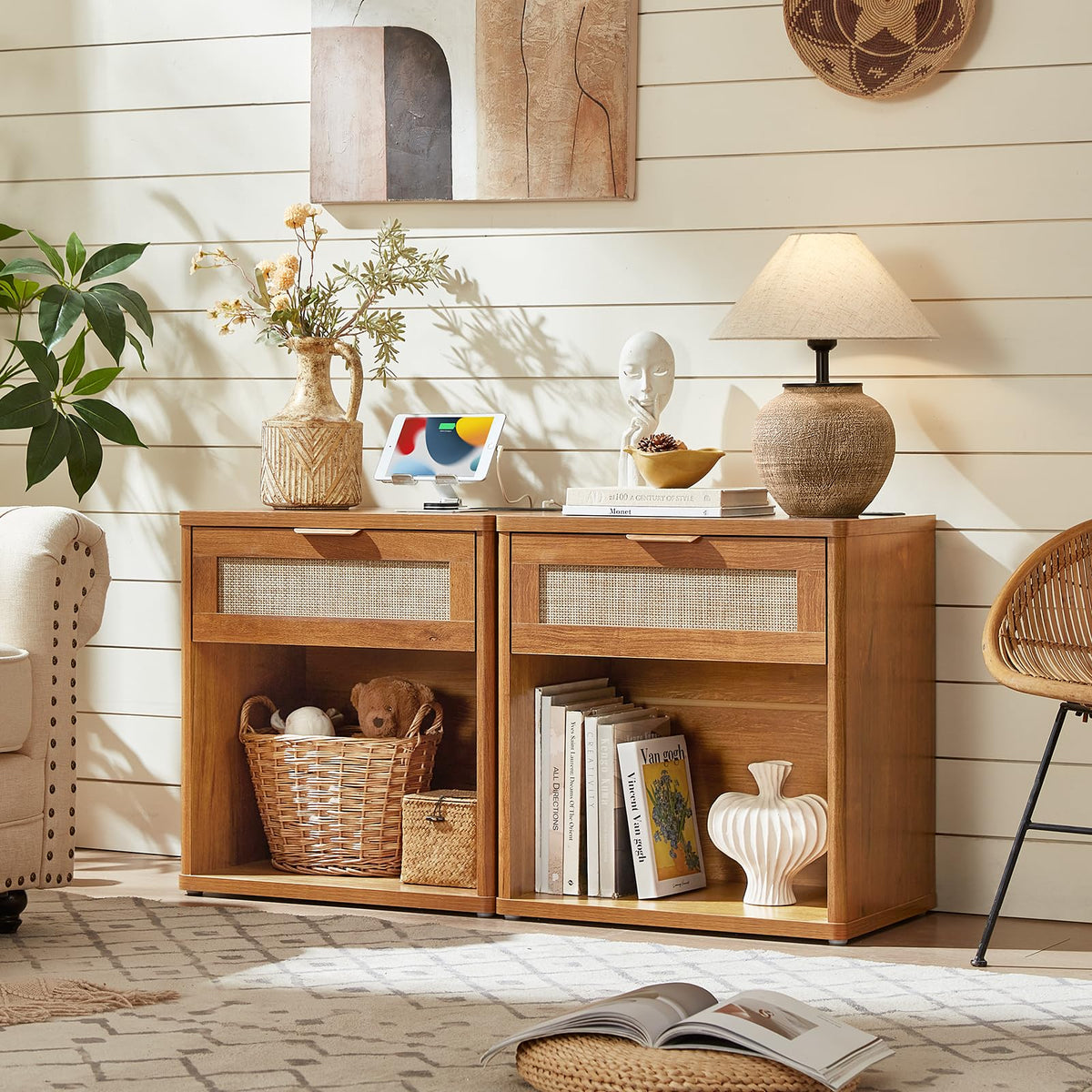 LEYAOYAO Rattan Dresser for Bedroom, 41" Tall Chest of Drawers