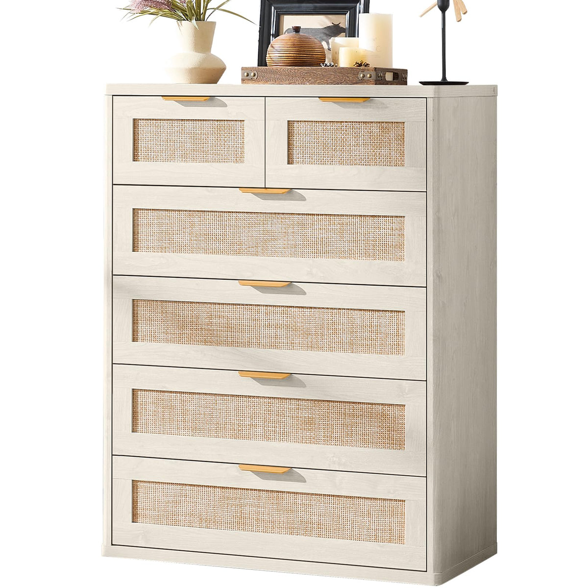 LEYAOYAO Rattan Dresser for Bedroom, 41" Tall Chest of Drawers