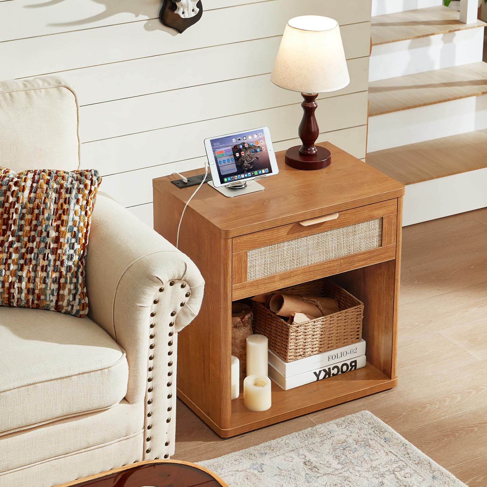 LEYAOYAO Rattan Dresser for Bedroom, 41" Tall Chest of Drawers
