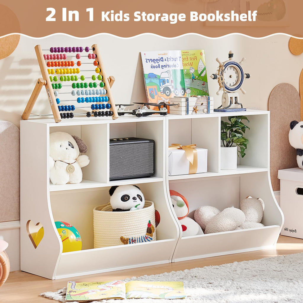 Lerliuo Kids Bookshelf and Toy Storage, 2 Tier Book Shelf for Kids Rooms
