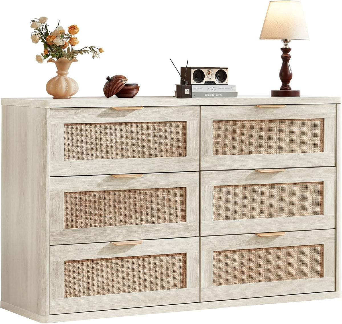 LEYAOYAO Rattan 23" Nightstands with Charger Station 2 Drawers