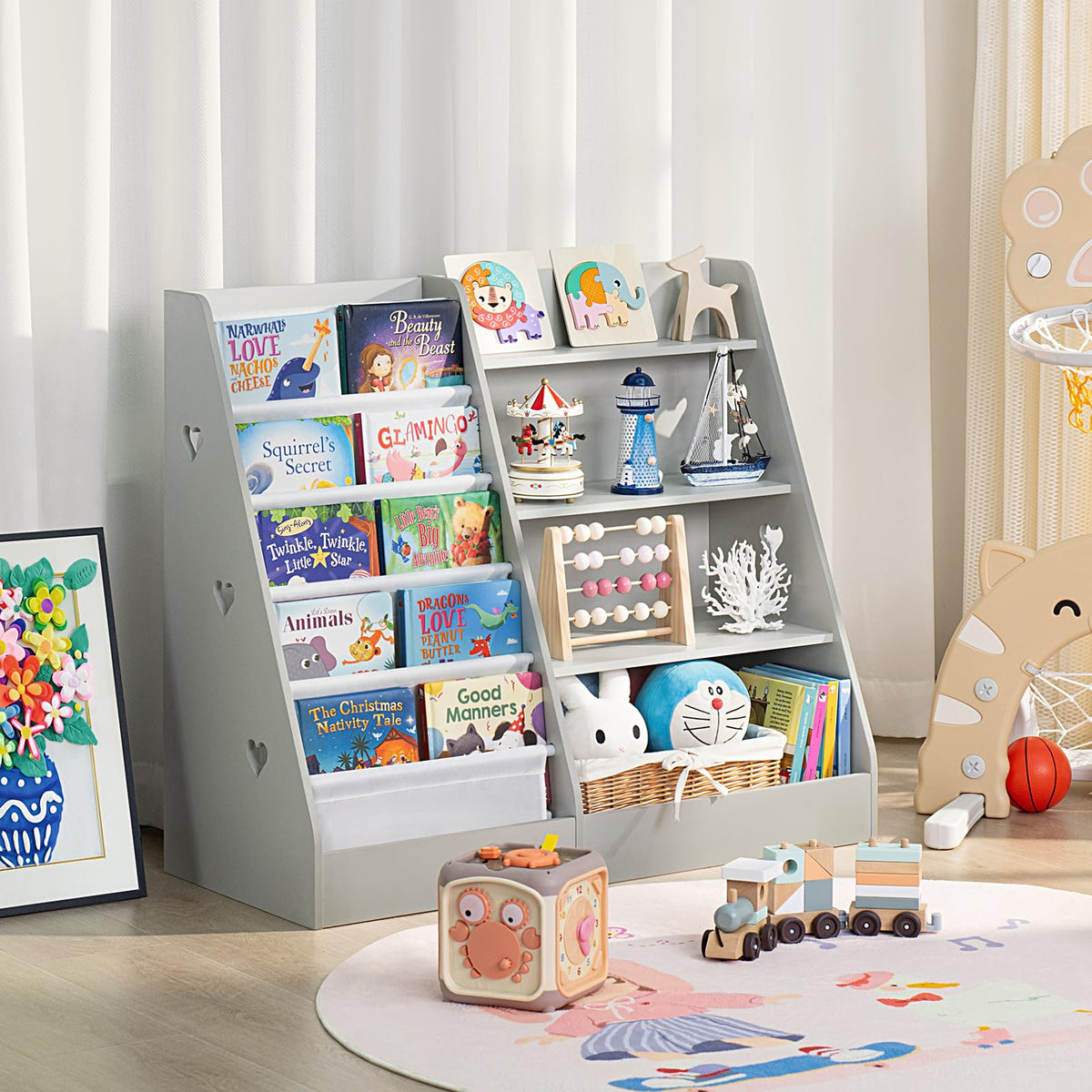 Lerliuo 4 Tier Kids Bookshelf, Book Shelf for Kids Rooms