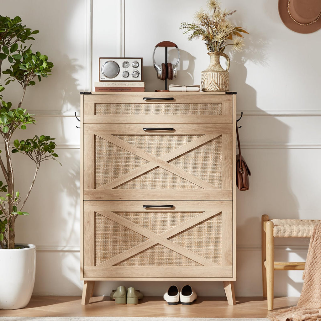 LEYAOYAO Shoe Cabinet Storage for Entryway with 2 Flip Drawers