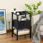 Lerliuo Nightstand Set 2 with Charger, 3 Tier Storage End Table