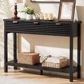 LEYAOYAO 47.2" Fluted Console Table with 3 Drawers, Blue Entryway Table