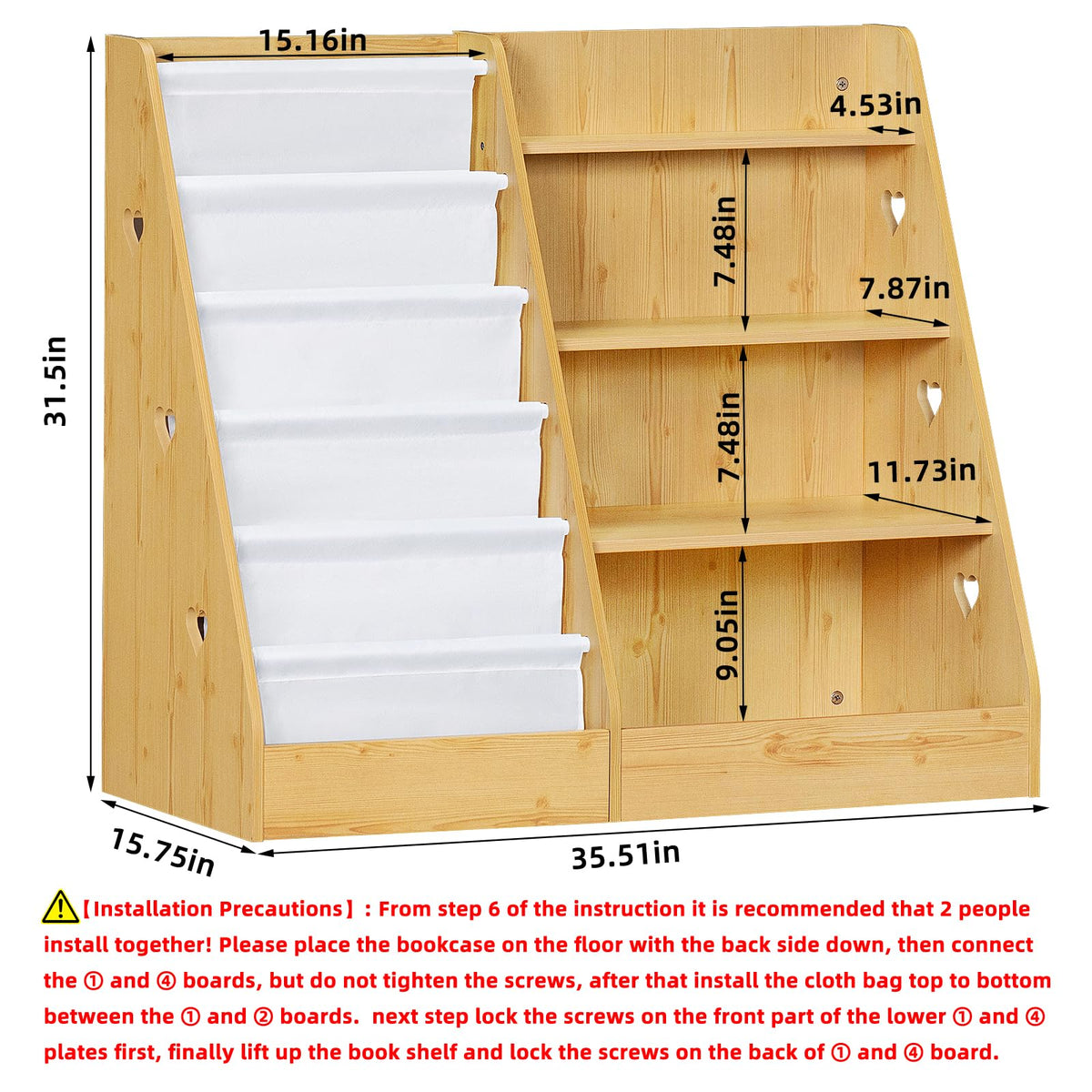 Lerliuo 4 Tier Kids Bookshelf, Book Shelf for Kids Rooms