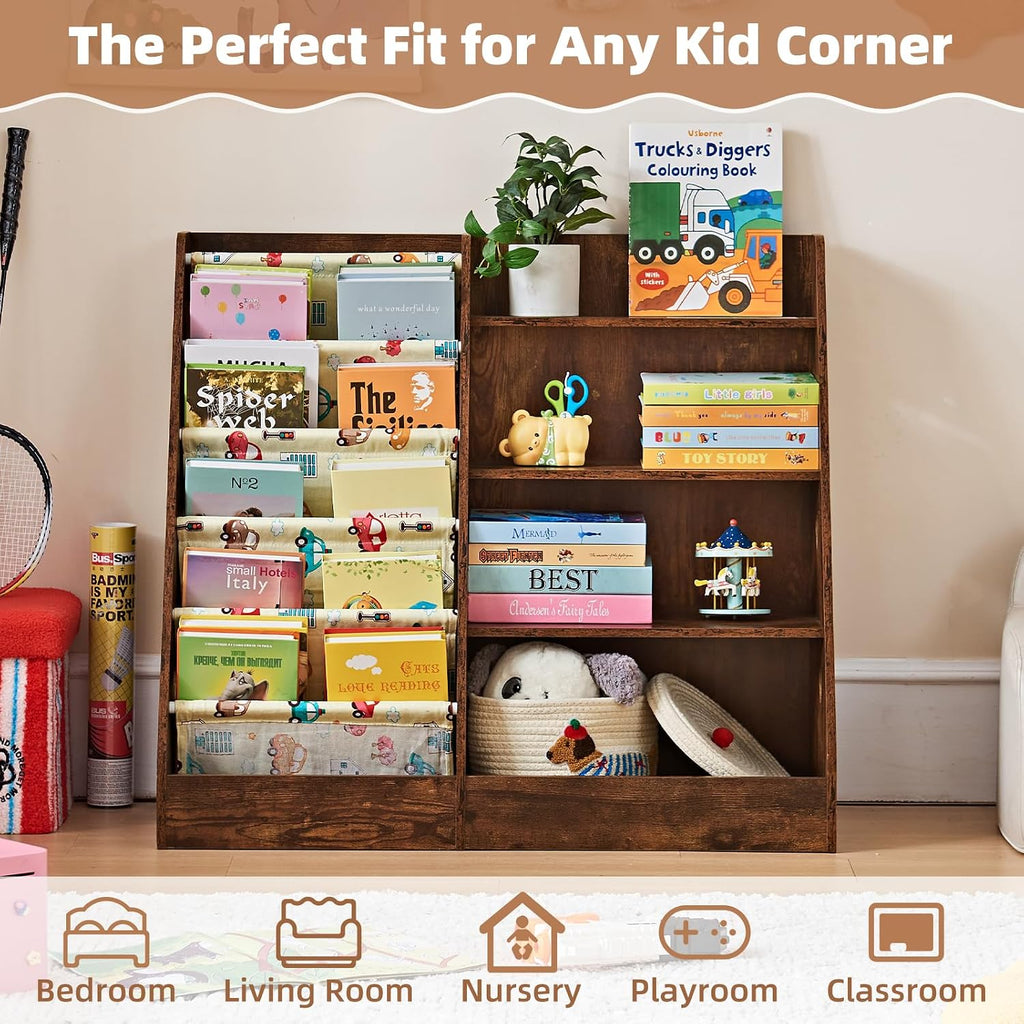 Lerliuo 4 Tier Kids Bookshelf, Book Shelf for Kids Rooms