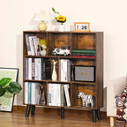 LEYAOYAO Cube Bookshelf, Mid-Century Modern Book Shelf with Legs, Brown