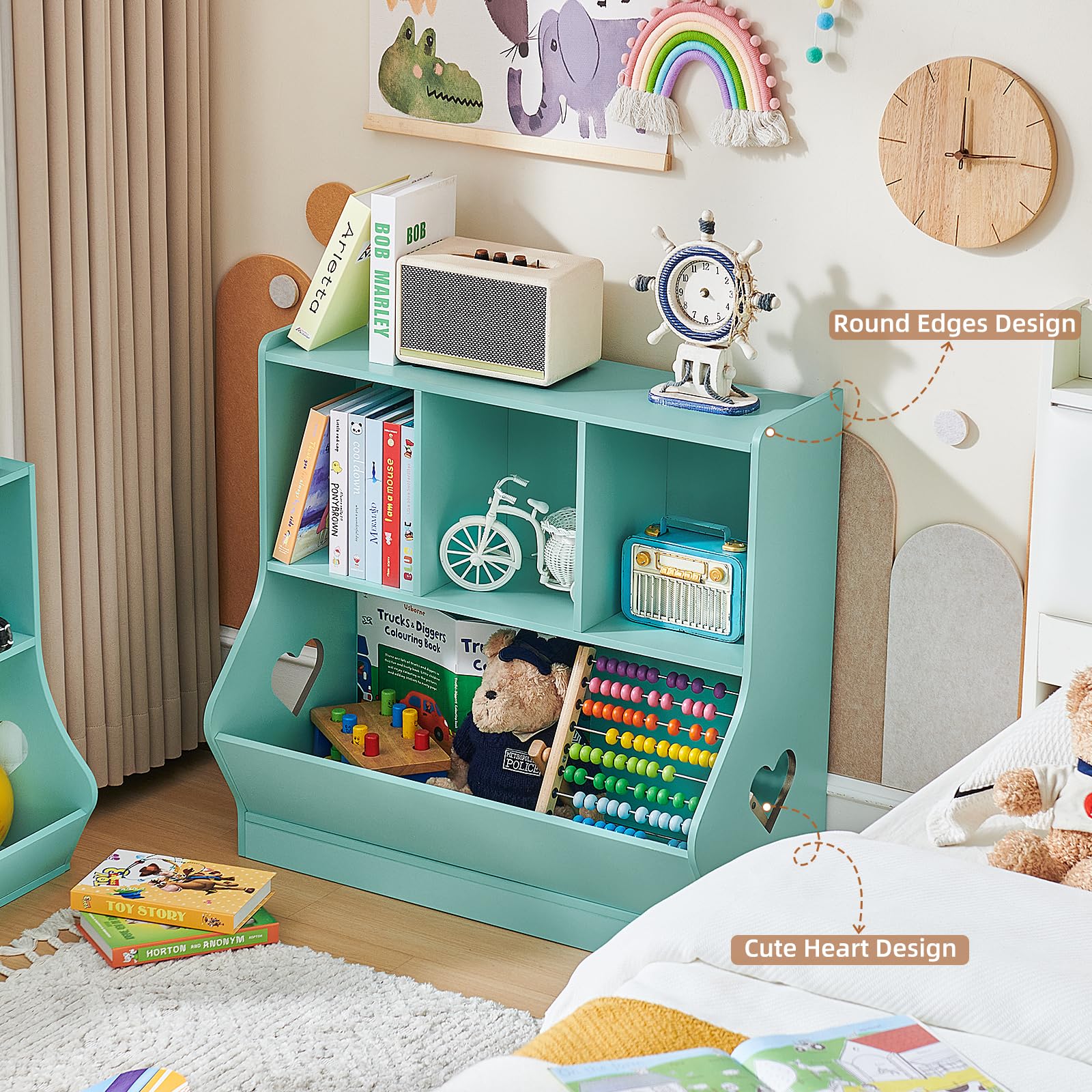 Lerliuo Kids Bookshelf and Toy Storage, 2 Tier Book Shelf for Kids Rooms