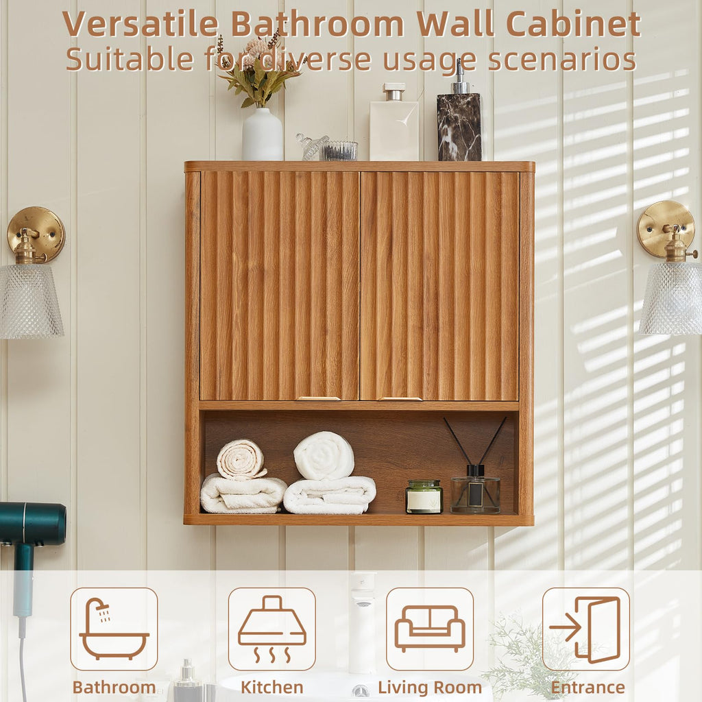 LEYAOYAO 68" Modern Fluted Over The Toilet Storage Cabinet, a Sliding Door