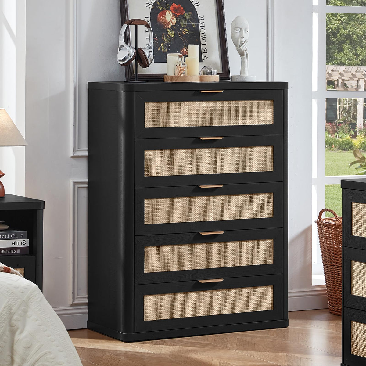 LEYAOYAO Rattan Dresser for Bedroom, 41" Tall Chest of Drawers