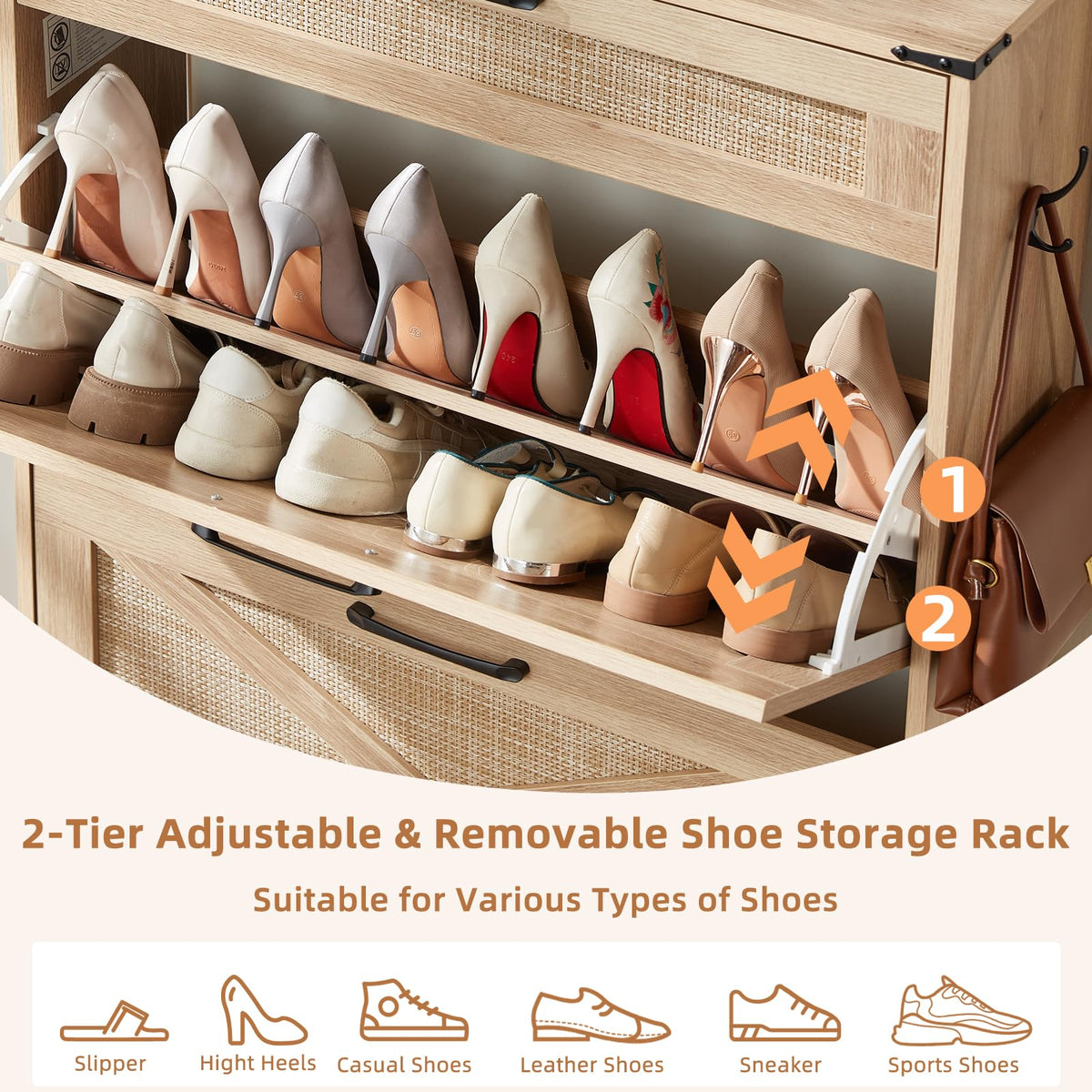 LEYAOYAO Shoe Cabinet Storage for Entryway with 2 Flip Drawers