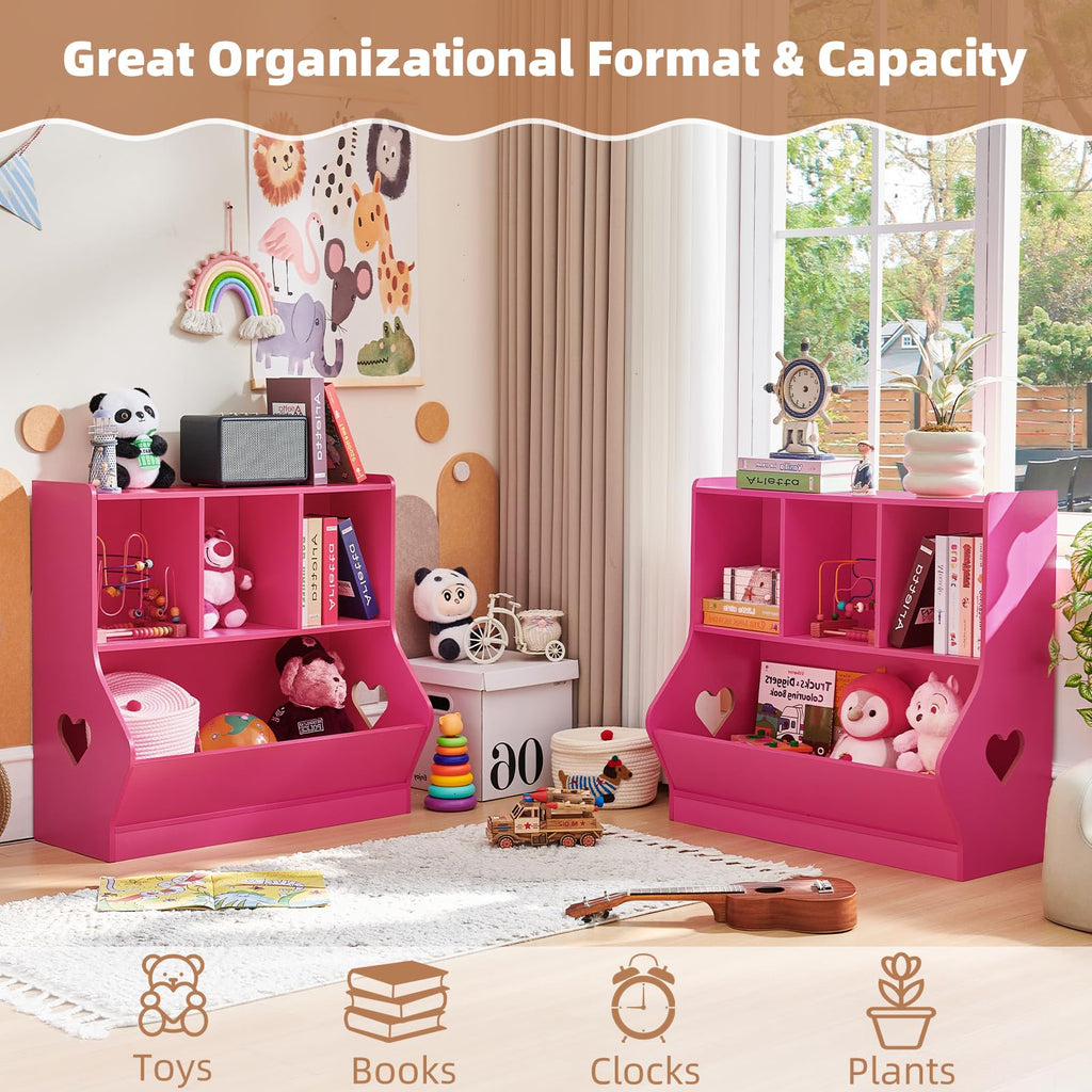Lerliuo Kids Bookshelf and Toy Storage, 2 Tier Book Shelf for Kids Rooms