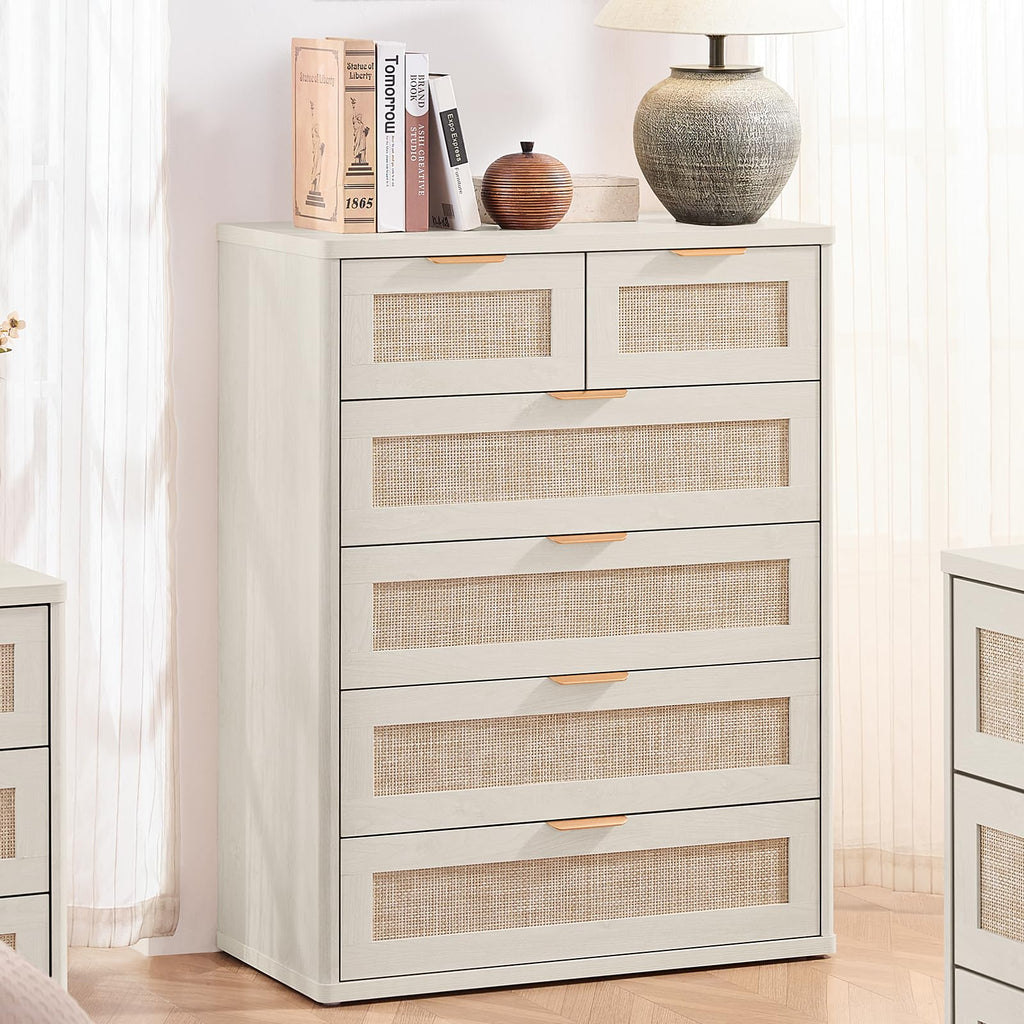 LEYAOYAO Rattan Dresser and Nightstand Sets 4 Piece, Natural