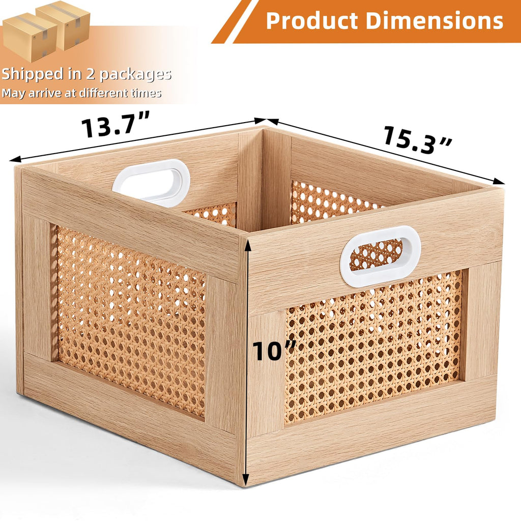 LEYAOYAO Vinyl Record Storage, Rattan Record Crate for Vinyl Albums Holder