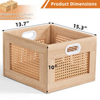 LEYAOYAO Vinyl Record Storage, Rattan Record Crate for Vinyl Albums Holder