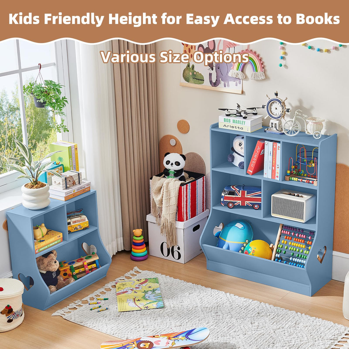 Lerliuo Kids Bookshelf and Toy Storage, 2 Tier Book Shelf for Kids Rooms