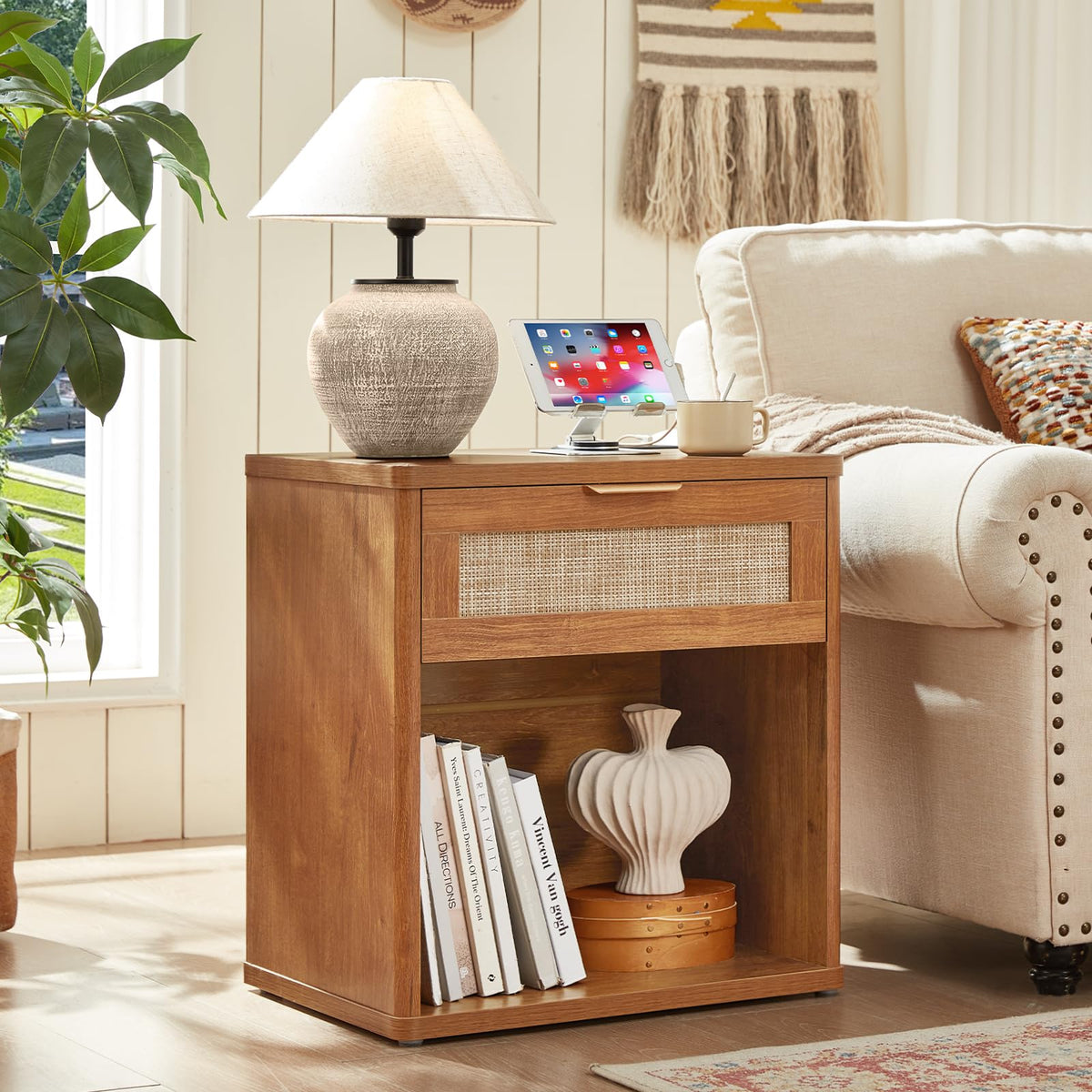 LEYAOYAO Rattan Dresser for Bedroom, 41" Tall Chest of Drawers