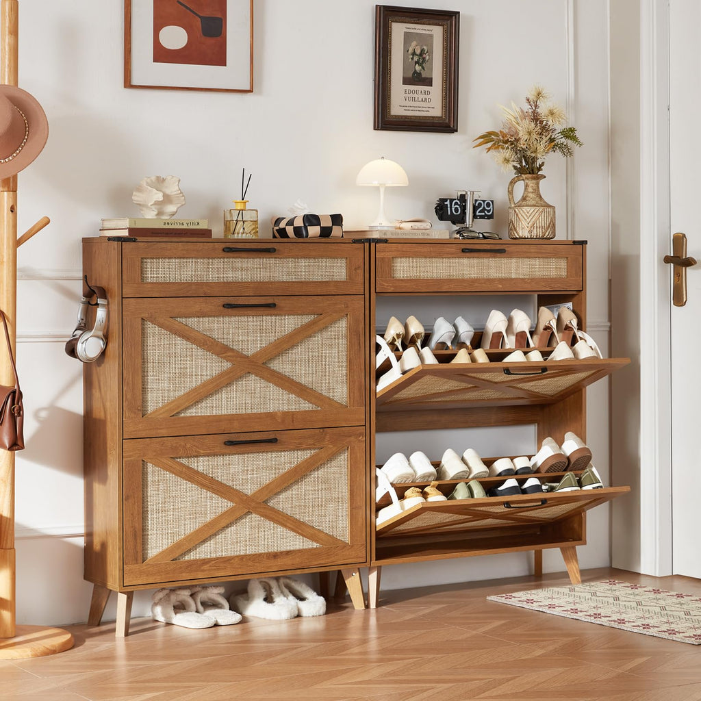 LEYAOYAO Shoe Cabinet Storage for Entryway with 2 Flip Drawers