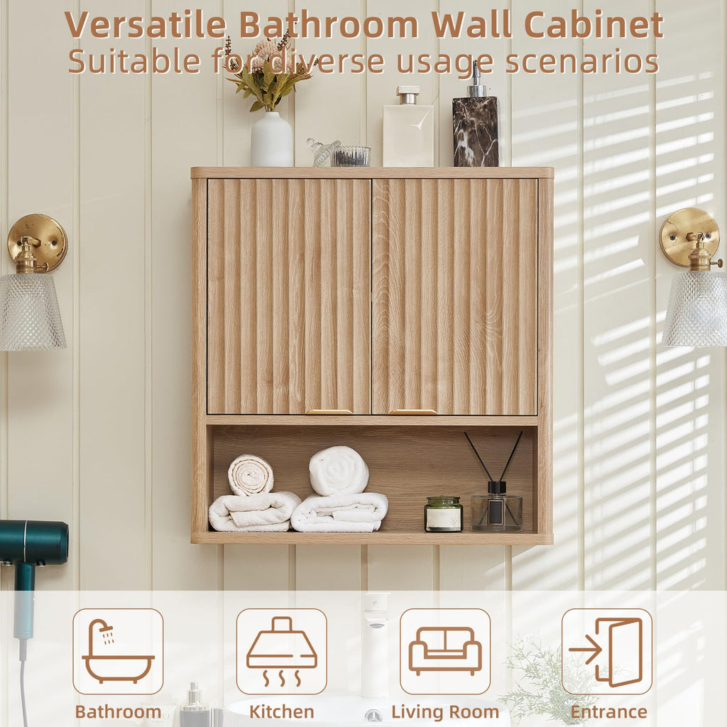 LEYAOYAO 68" Modern Fluted Over The Toilet Storage Cabinet, a Sliding Door