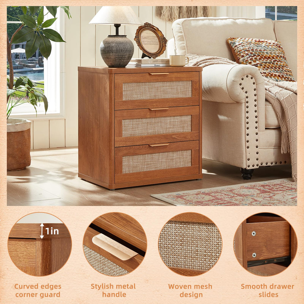 LEYAOYAO Rattan Dresser for Bedroom, 41" Tall Chest of Drawers