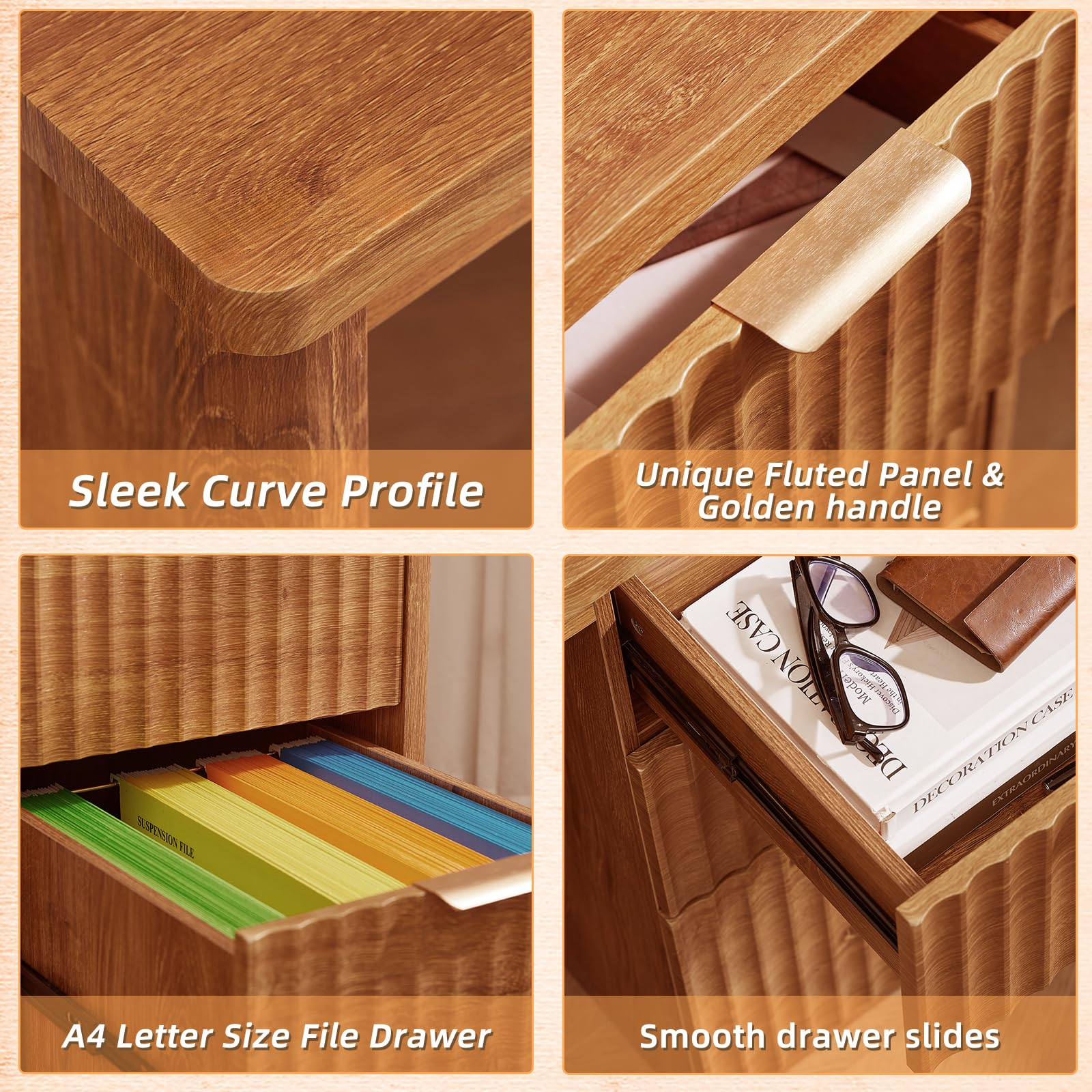 LEYAOYAO Office Desk 48" with 3 Drawers Storage File Cabinet