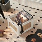 LEYAOYAO Vinyl Record Storage, Rattan Record Crate for Vinyl Albums Holder