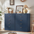 LEYAOYAO Fluted 6 Drawers Dresser for Bedroom Set of 2, 42" Tall Modern Chest of Drawers with Metal Handle, Curved Profile Design,Wood Drawer Organizer for Bedroom, Living Room, Hallway,Blue