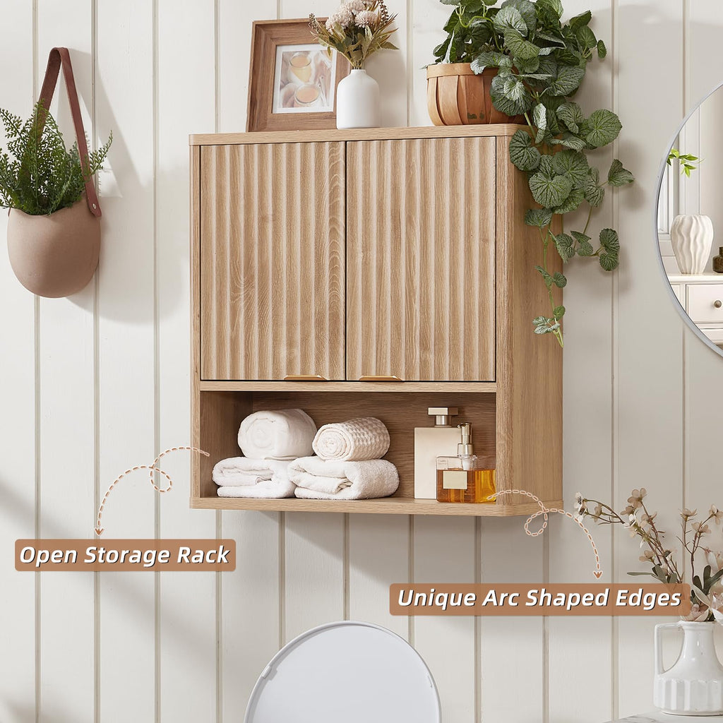 LEYAOYAO 68" Modern Fluted Over The Toilet Storage Cabinet, a Sliding Door