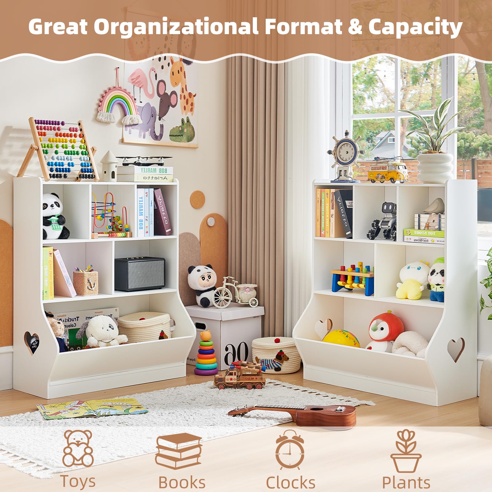 Lerliuo Kids Bookshelf and Toy Storage, 2 Tier Book Shelf for Kids Rooms