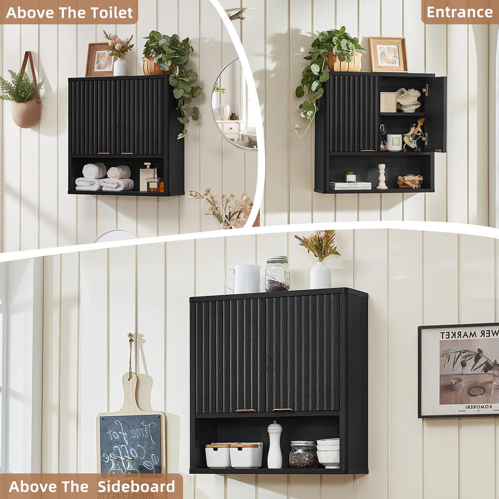 LEYAOYAO 68" Modern Fluted Over The Toilet Storage Cabinet, a Sliding Door