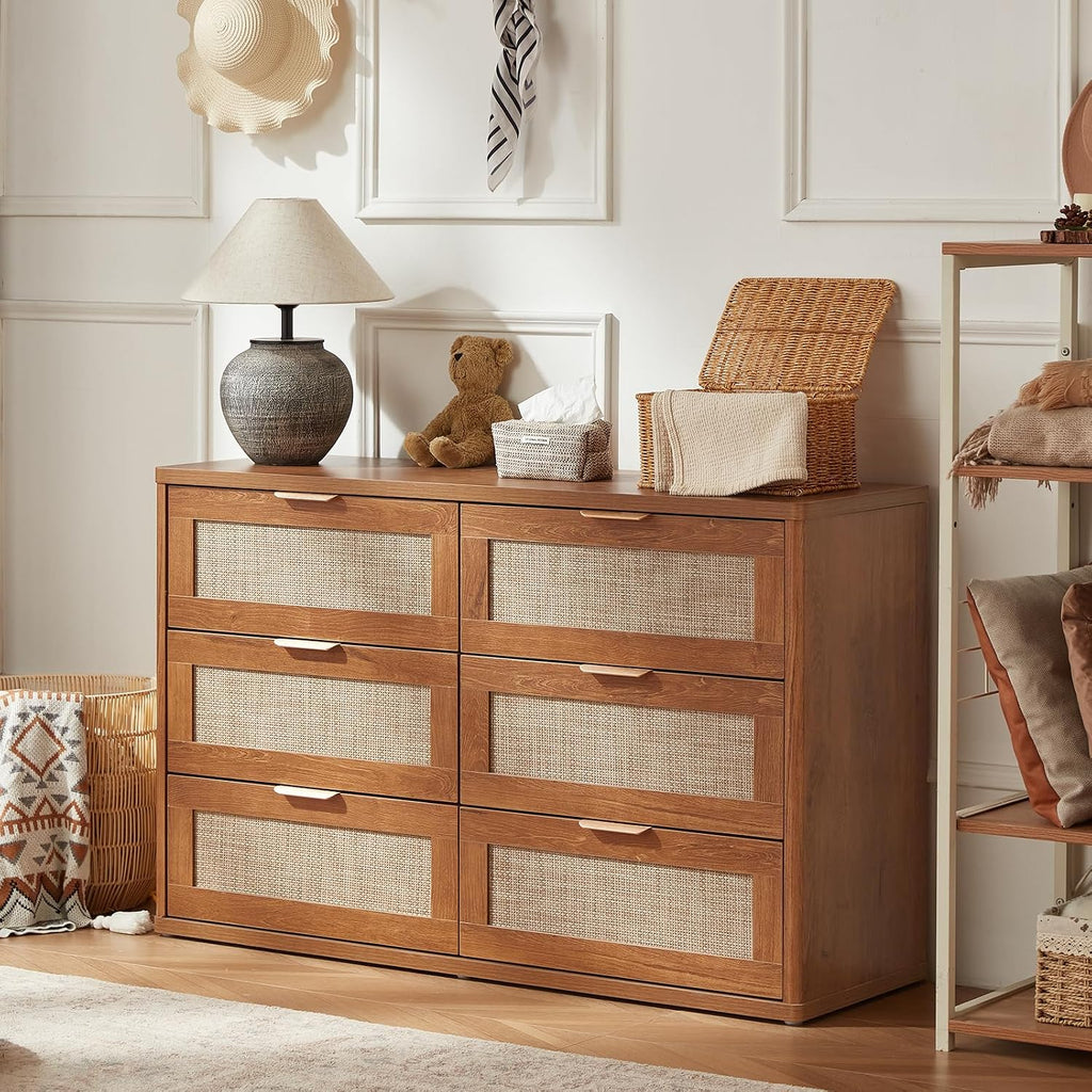 LEYAOYAO Rattan 23" Nightstands with Charger Station 2 Drawers