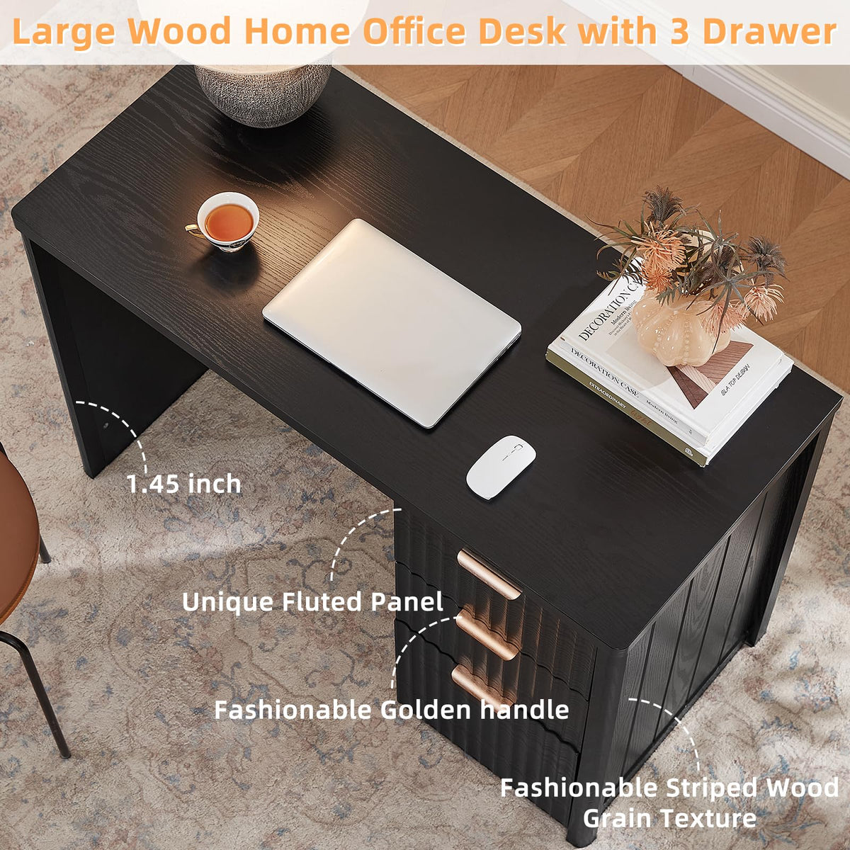 LEYAOYAO Office Desk 48" with 3 Drawers Storage File Cabinet