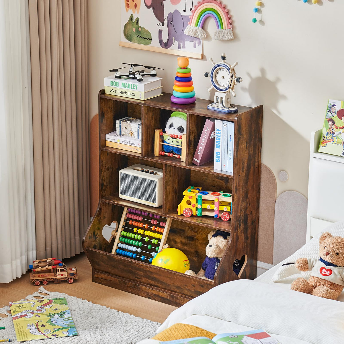 Lerliuo Kids Bookshelf and Toy Storage, 2 Tier Book Shelf for Kids Rooms