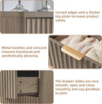 LEYAOYAO 23" Wide Fluted Night Stand with Charging Station, 2 Drawers Large End Table with Storage, LightGrey Nightstand Wood Bedside Tables, Farmhouse Cabinet Dresser for Bedroom, Closet