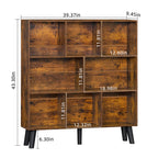 LEYAOYAO Cube Bookshelf, Mid-Century Modern Book Shelf with Legs, Brown
