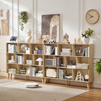 LEYAOYAO Cube Bookshelf, Mid-Century Modern Book Shelf with Legs, Brown