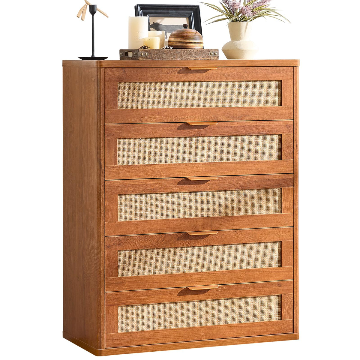 LEYAOYAO Rattan Dresser for Bedroom, 41" Tall Chest of Drawers
