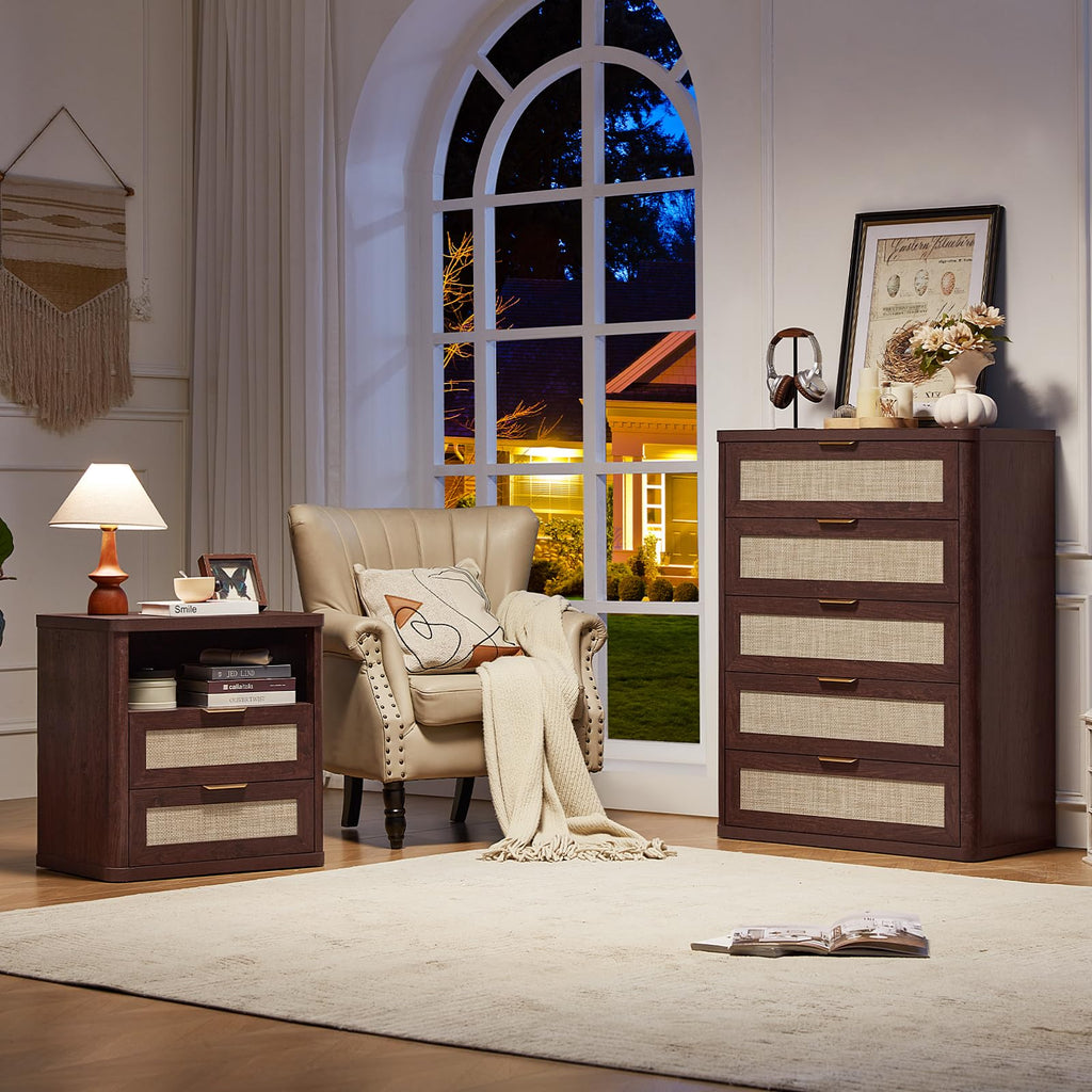 LEYAOYAO Rattan Dresser for Bedroom, 41" Tall Chest of Drawers