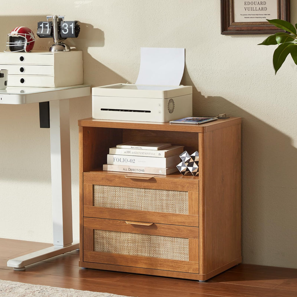LEYAOYAO Rattan Dresser and Nightstand Sets 3 Piece, Natural