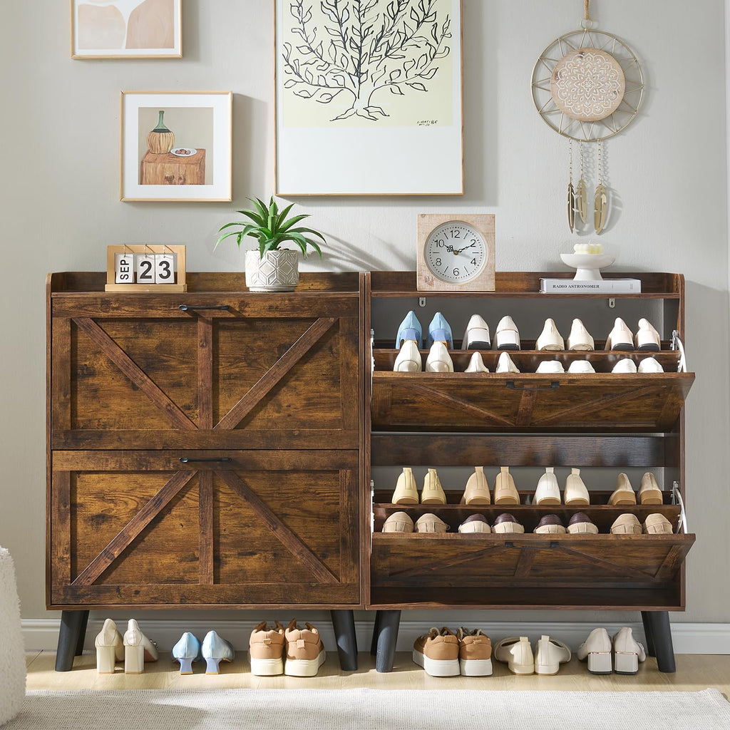 LEYAOYAO Shoe Cabinet Storage for Entryway with 2 Flip Drawers