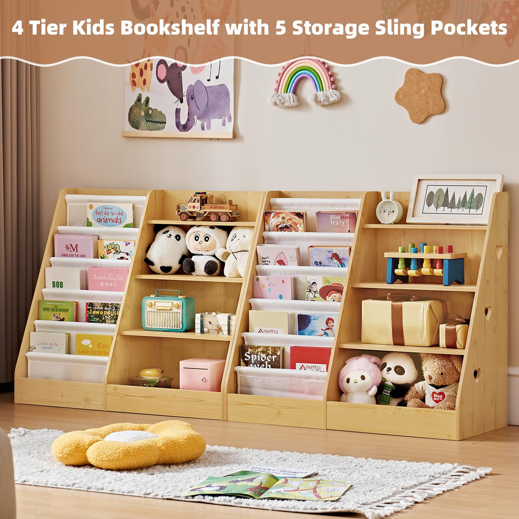 Lerliuo 4 Tier Kids Bookshelf, Book Shelf for Kids Rooms