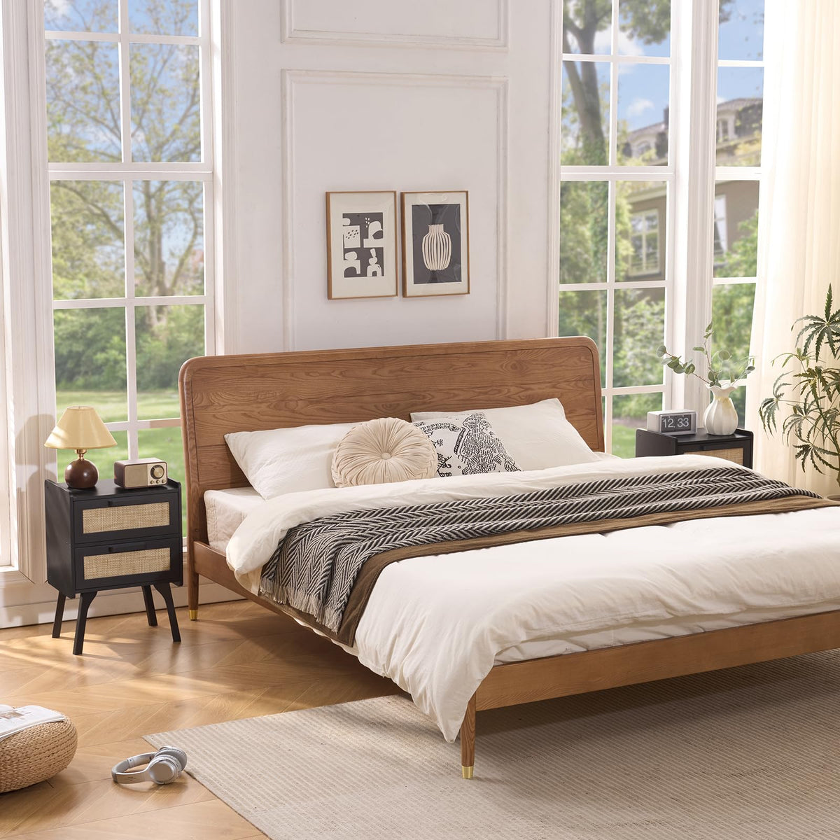 Lerliuo Rattan Nightstands Set of 2 for Bedroom, 2 Drawers