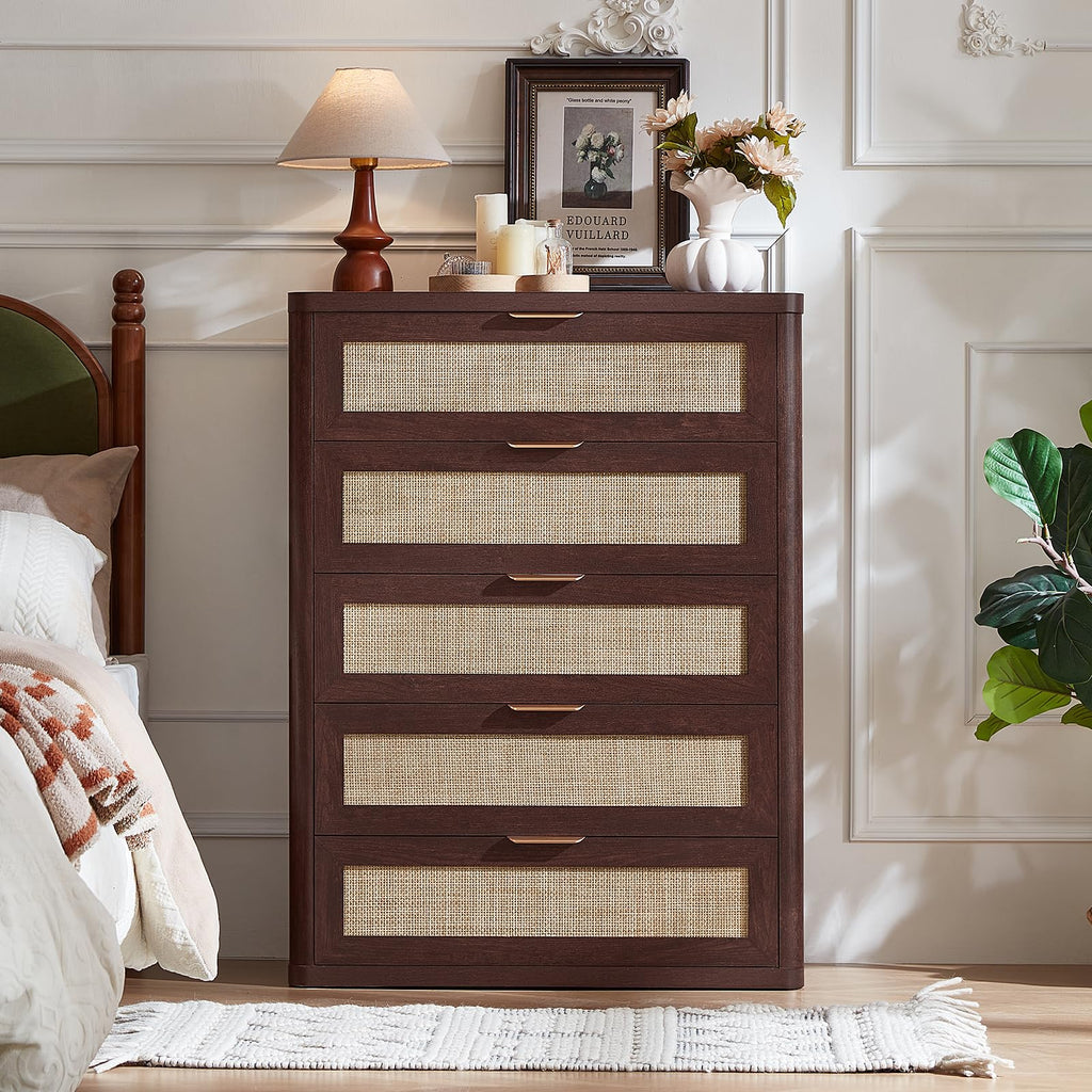 LEYAOYAO Rattan Dresser for Bedroom, 41" Tall Chest of Drawers