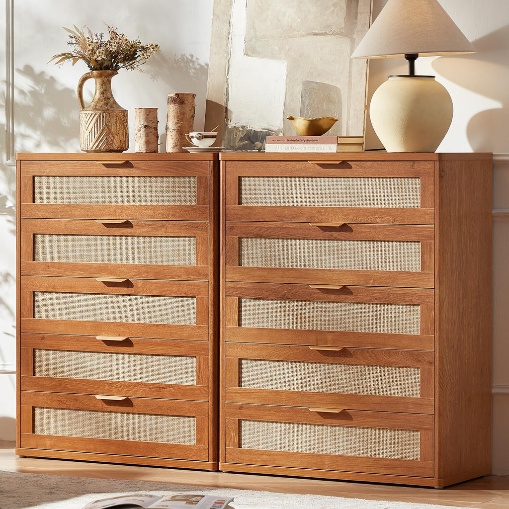 LEYAOYAO Rattan Dresser for Bedroom, 41" Tall Chest of Drawers