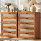 LEYAOYAO Rattan Dresser for Bedroom, 41" Tall Chest of Drawers