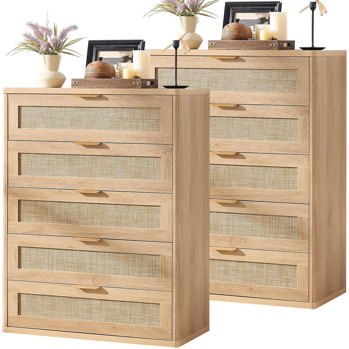LEYAOYAO Rattan Dresser for Bedroom, 41" Tall Chest of Drawers